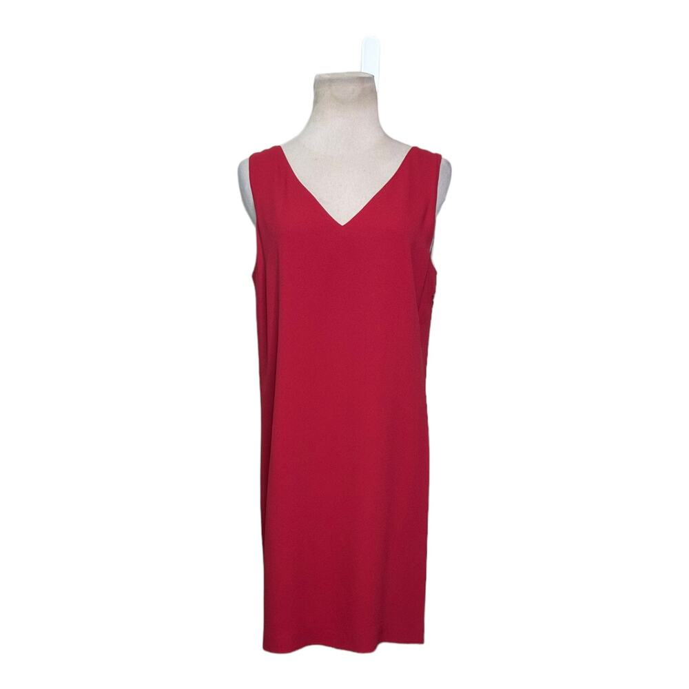 Theory V-neck Sleeveless Shift Light Cranberry Rosina Mini Dress size 4